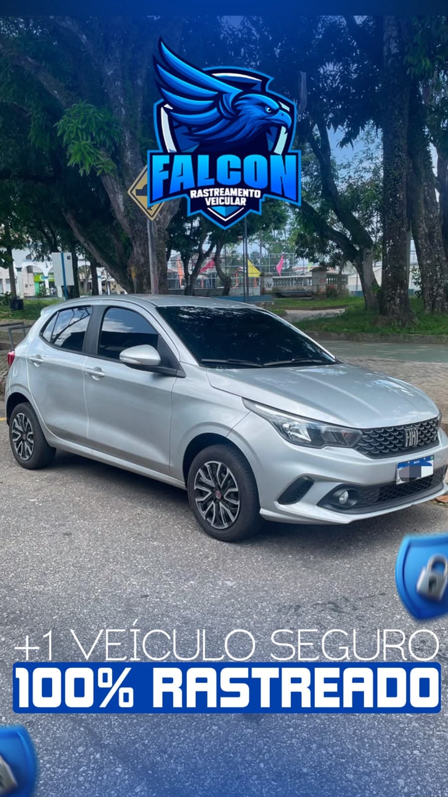 Fiat Argo prata cliente Falcon Rastreamento protegido